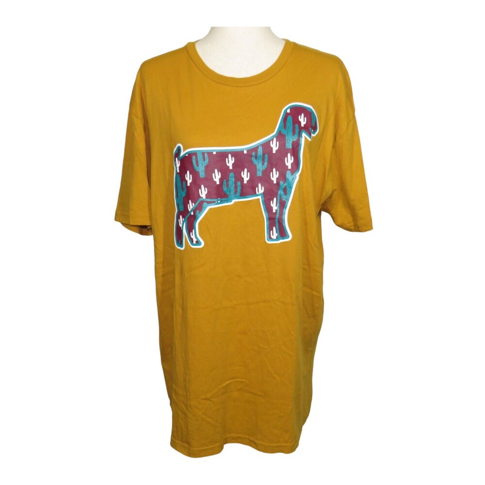 Spirit With Style Southwestern Cacti Goat Graphic Cotton Tee Shirt Size XL